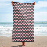 Bubble Gum Pink on Dark Grey Polka Dots Beach Bath Towel, Towel, $ 42.95, A Moment Of Now™